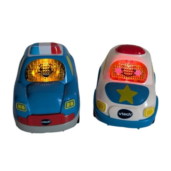 Vtech Go Go Smart Wheels Police Car Lot of 2 Blue White Lights Sounds Tested - Picture 2 of 14